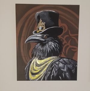 Original Acrylic Painting Signed By Me! Raven with Top Hat Canvas Art